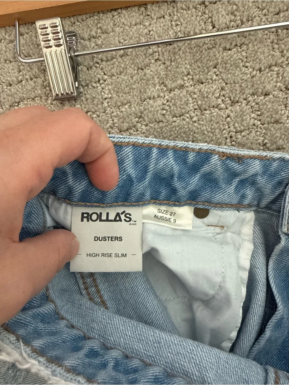 Rolla's Dusters High Rise Slim Denim Shorts Light Wash Distressed Size 27